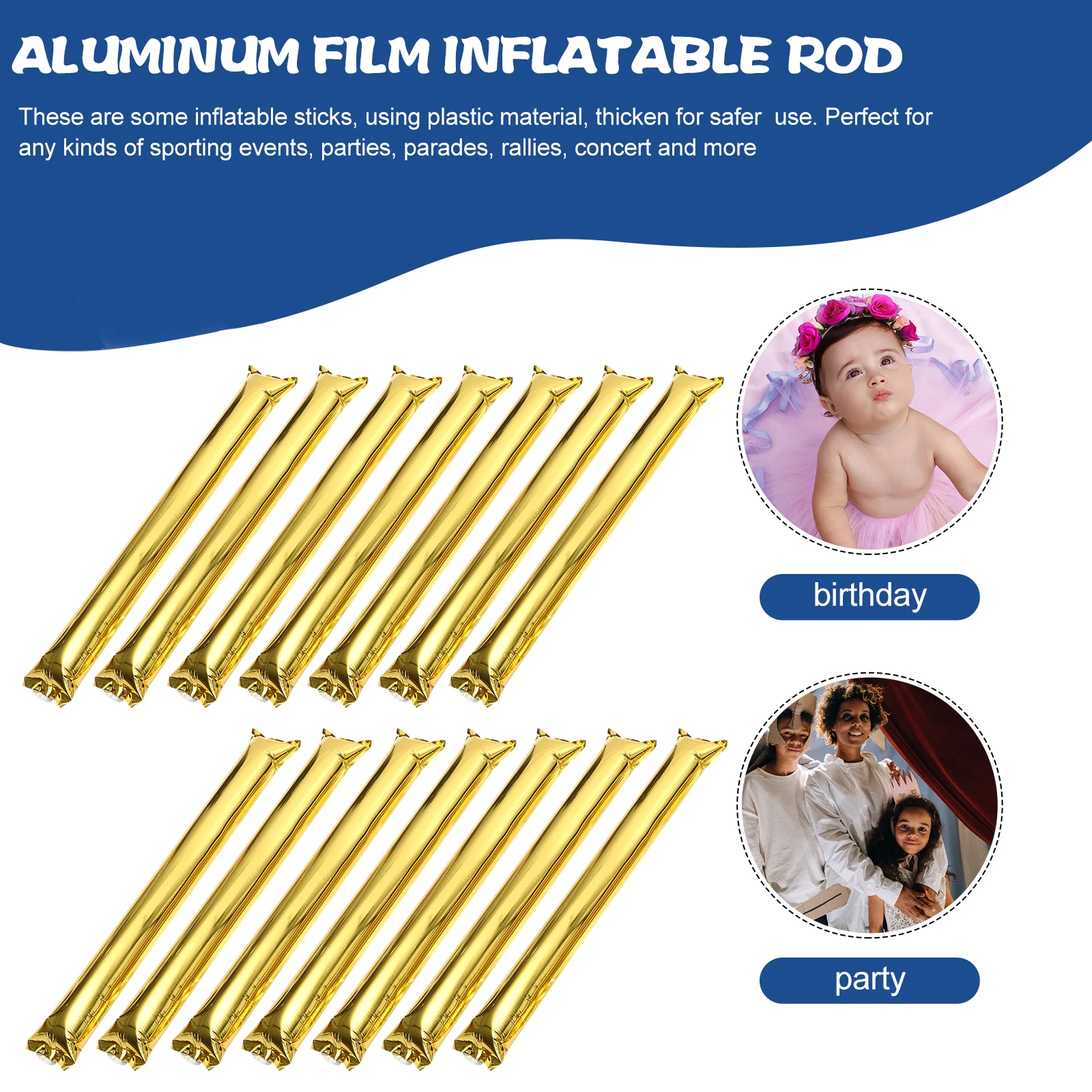 

24Pcs Heavy Duty Inflatable Cheering Sticks Safe Plastic Material for Stadium Events Concerts Celebrations Noise Making