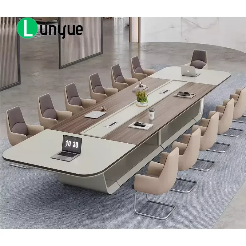 Luxury Modern Office Conference Table Long Commercial Meeting Room Desk for Business Workspace High End Design 2024
