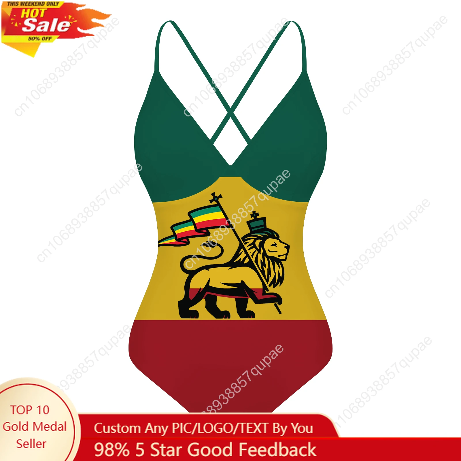 

Reggae Rastafarian Rasta Lion Of Judah Custom V-neck Halter Back Swimsuit Womens Bathing Suits Bikini Pool Beach Sexy Beachwear
