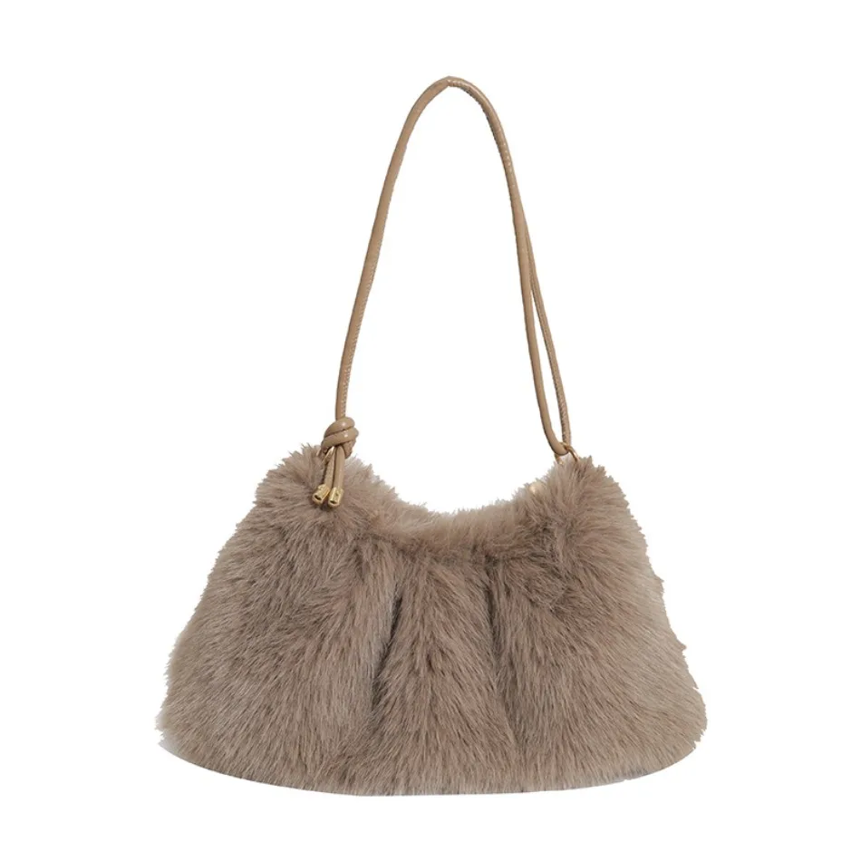 

Autumn and winter new imitation sable armpit bag fashionable versatile plush shoulder bag senior sense of hand fur bags
