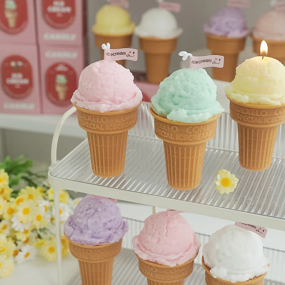 Ice Cream Candle Silicone Mold DIY Ice Cream Cone Aromatherapy Plaster Soap Diffused Stone Handmade Candle Mold Cake Decor Tools - view 5