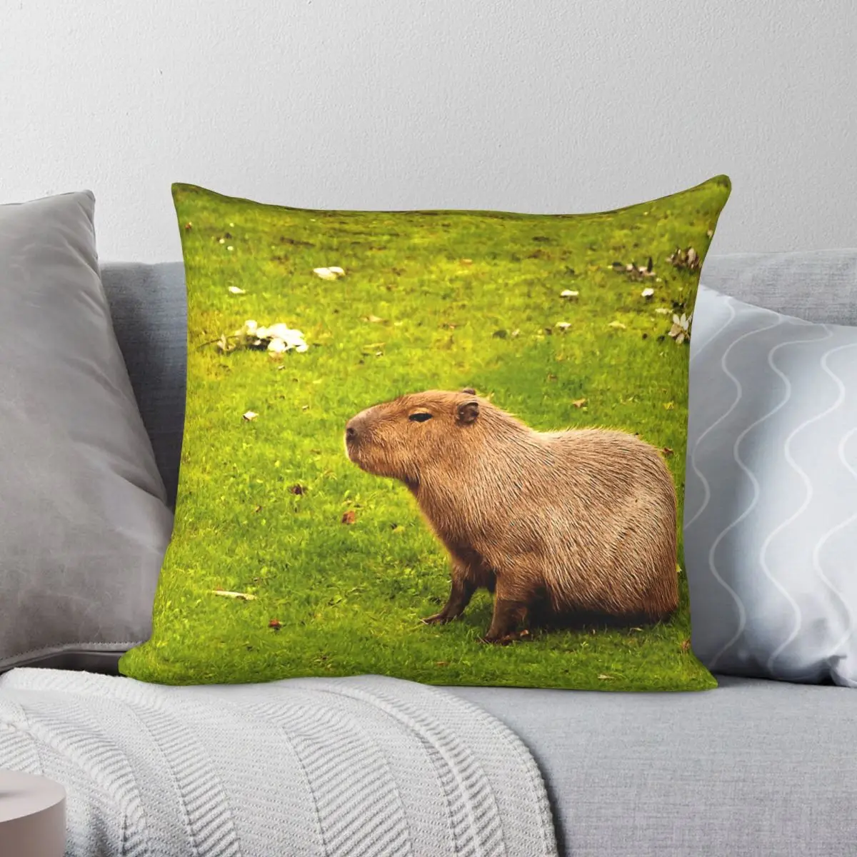 Capybara Rodent Square Pillowcase Polyester Linen Velvet Pattern Zip Decorative Pillow Case Home Cushion Cover Wholesale