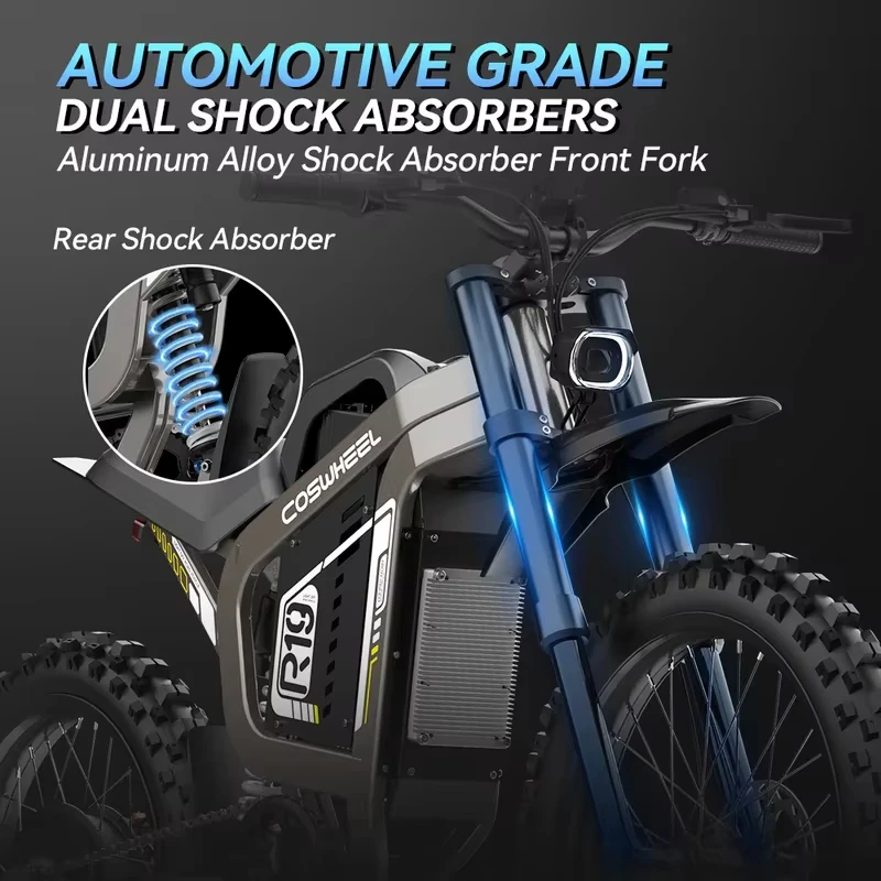 Readygo COSWHEEL R19 Electric Dirt Bike 9000W High Power 72V40Ah Battery Adult Max96km/h Mountain Ebike for Off-Road Use Lithium image 6