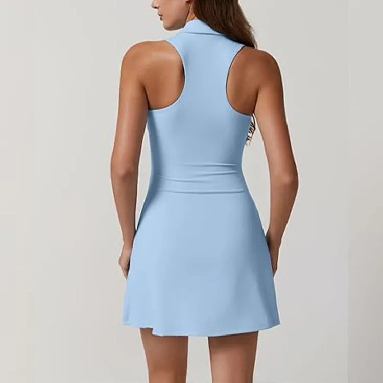 New Side Slit Dress Collar I-back Golf Tennis Skirt Outdoor Running Fitness Wear