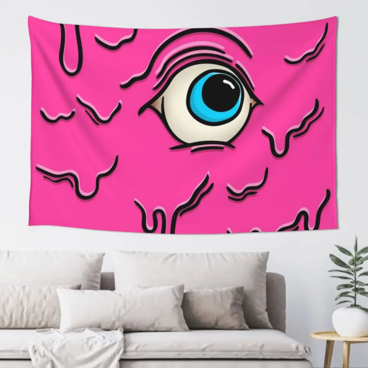 Pink & Blue Slimy Cyclops Eye Tapestry Aesthetic Room Decorations House Decoration Aesthetic Home Decor Tapestry