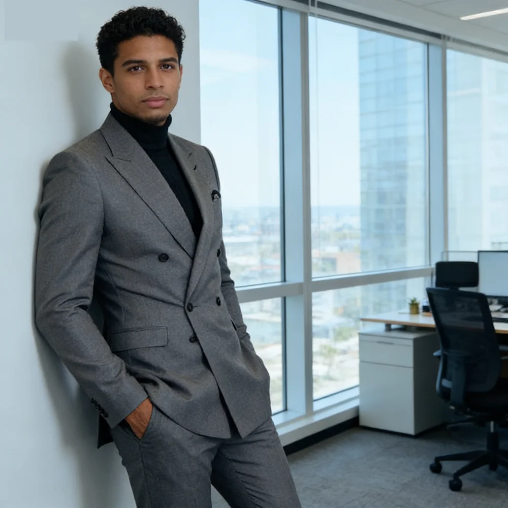 

Yellow Two-Piece Men's Suit with Peak Lapel Double-Breasted Smoking for Daily Graduation Party Wedding Jacket Casual Wear