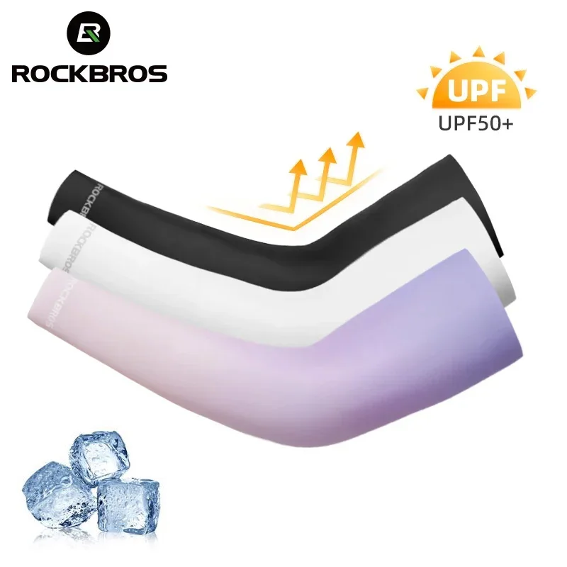 ROCKBROS الصيف أكمام أذرع تبريد الرجال النساء واقية من الشمس الأشعة فوق البنفسجية حماية تسلق الجري ركوب الدراجات الذراع كم الجليد الرياضة في الهواء الطلق الأكمام