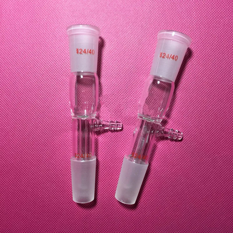 Joint 24/40 Lab Borosilicate Glass Vacuum Adapter Glassware Straight Tube Gas Inlet Take-off Adapter