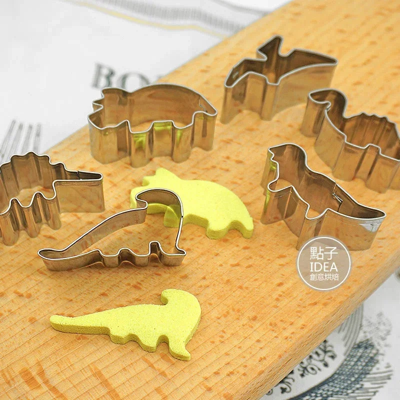 6Pcs Hot Stainless Steel Dinosaur Animal Baking Biscuit Cookie Cutter Cake Mold  Utensils