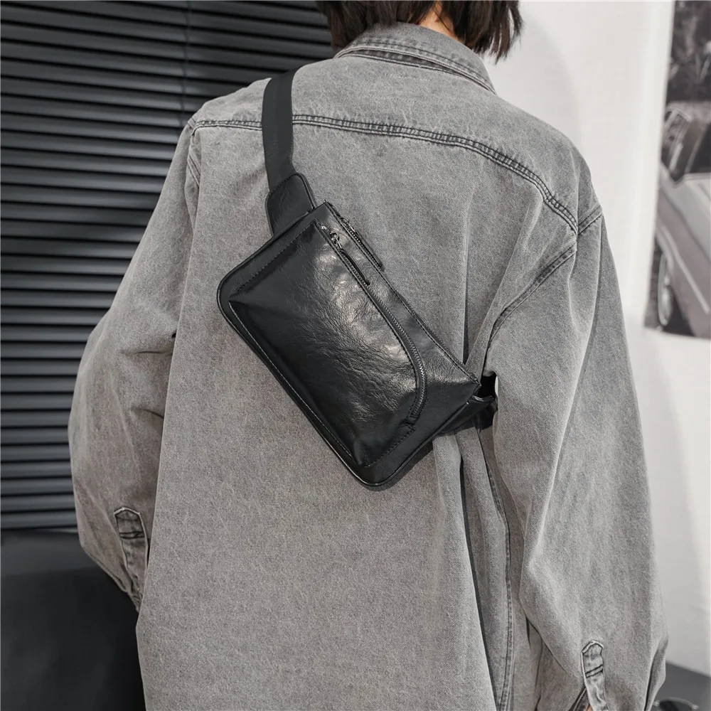 New Multi Layer Shoulder Belt BagsTrendy Waterproof Shoulder Bag Daily Wear PU Chest Bag