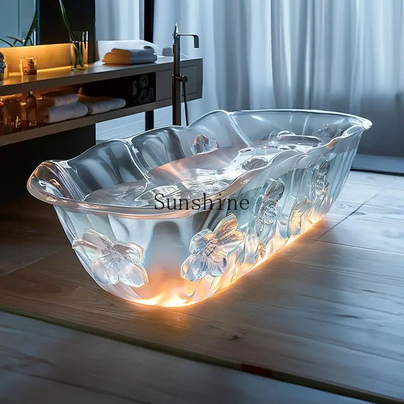 Transparent water corrugated bathtub ai concept B & B hotel home couple resin crystal basin atmosphere