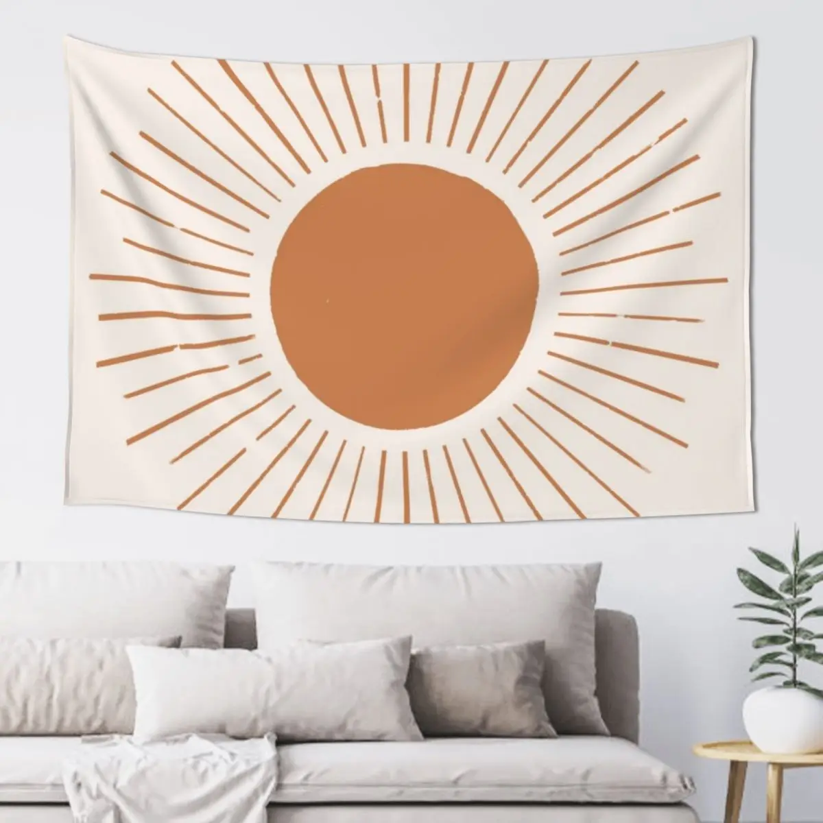 Terracotta boho sun rays Tapestry Decor For Bedroom Room Decore Aesthetic Tapestry