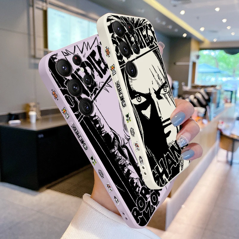 Anime One Piece Zoro Sanji For Samsung Galaxy S25 S24 S23 S22 S21 S20 Plus Ultra FE 5G Liquid Left Rope Cover Phone Case