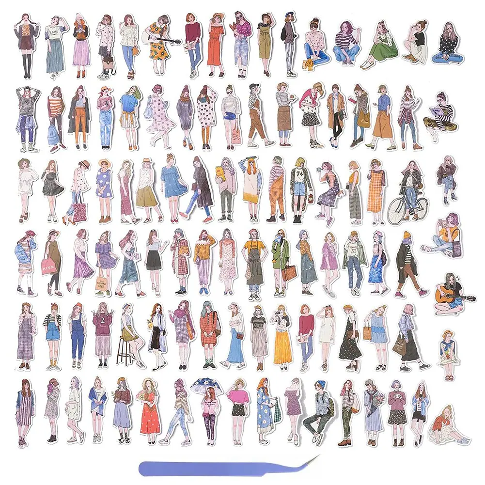 101 Pcs People Stickers for Journaling Scrapbooking,Urban Fashion Girl Scrapbook Sticker for Junk Journal Supplies Kit