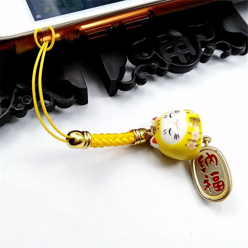 Touw Decor Hang Japanse Tas Accessoires Telefoonriemen Lucky Cat Telefoon Sleutelriem