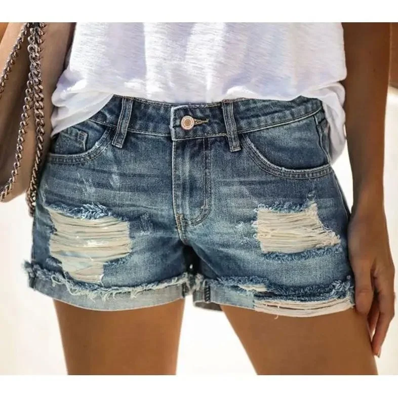 

High Waisted Ripped Denim orts Women's Faion Summer Cotton S Stretchable ex Dstring Waist Non-Sinkable Fabric