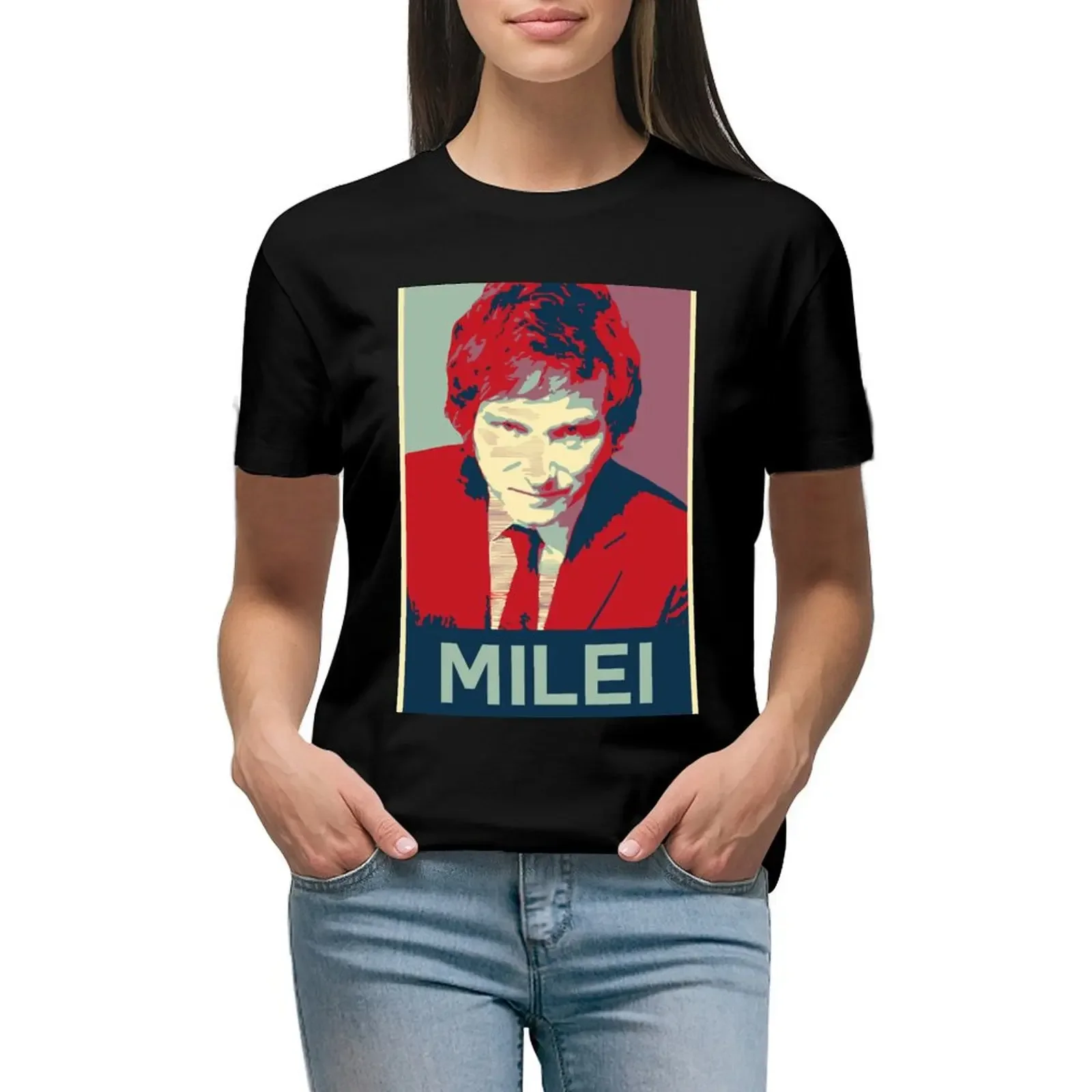 

Javier Milei Design T-Shirt animal print sublime shirts graphic tees blacks summer clothes for Women