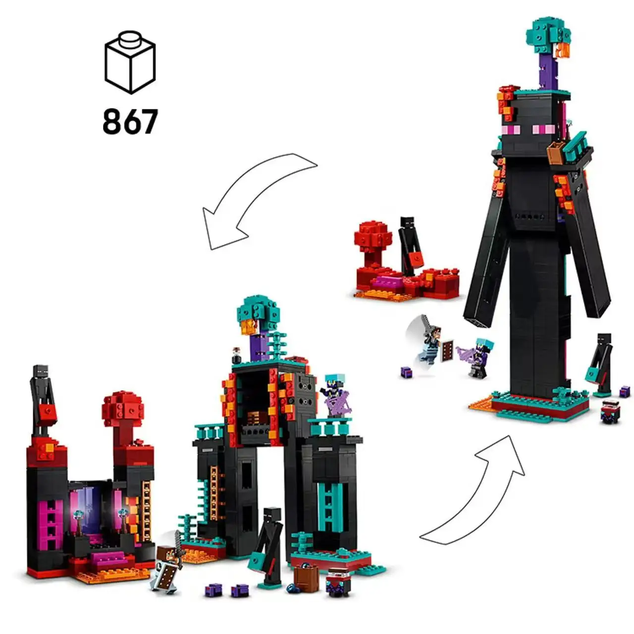 En stock : Ensemble de figurines miniatures Enderman Tower 21279, ensemble de blocs de construction, compatible avec LEGO