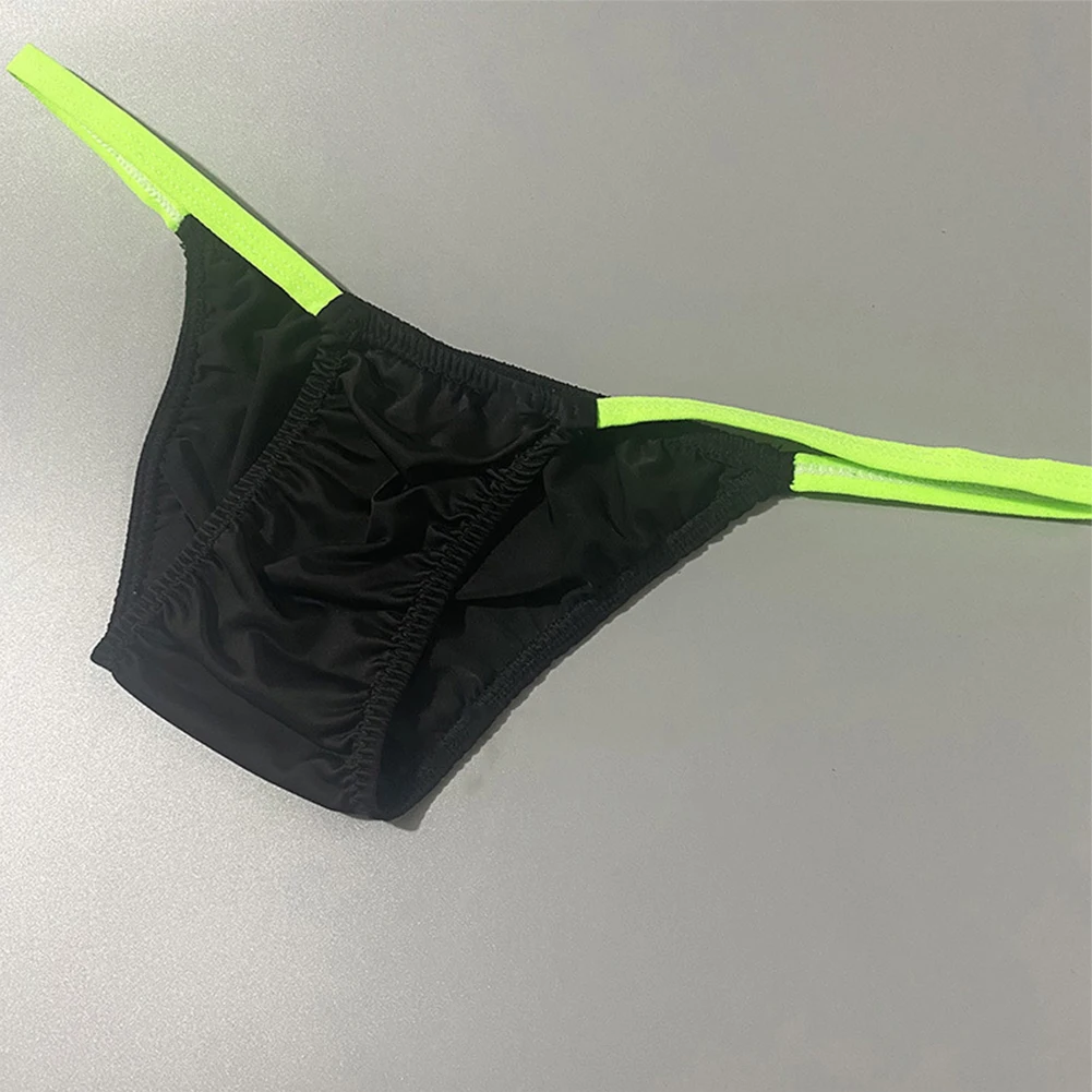 Sexy Men Bikini Briefs Enhance Pouch Thong Elasticity Low-Rise Underwear Hight Cut Slim Side Underpants Soft Solid Lingerie