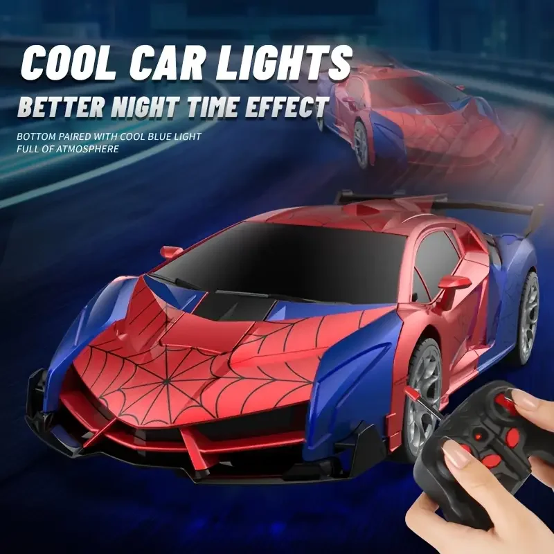 1:18 스케일 무선 조종 자동차, 원버튼 변신, 360도 회전 °   회전 및 LED 조명 - 2.4GHz 무선, USB 충전식