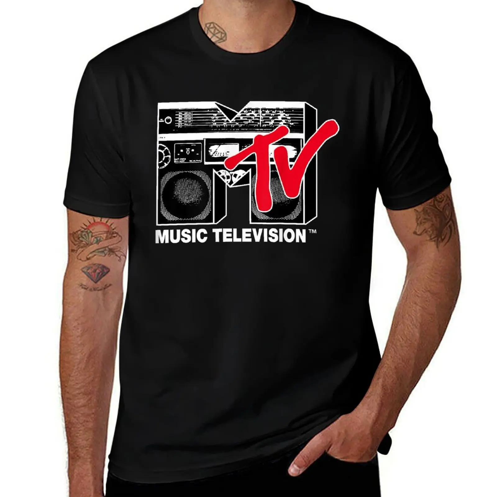 

Mtv logo red boombox T-Shirt Basic Casual Short Sleeve Cotton Shirt