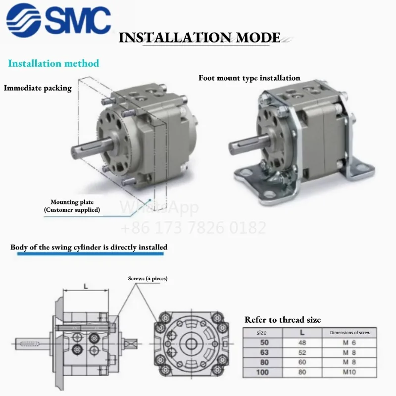 CRB1BW50 CRB1BW63 CRB1BW80 CRB1BW100 CDRB1BW50 CDRB1BW63 CDRB1BW80 CDRB1BW100-90S/180S/190S/270S SMC Vane swing rotary cylinder