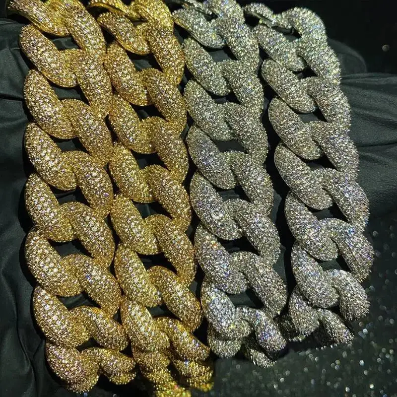 Luxury Top Selling Handmade Moissanite Cuban Chain Necklace with Brilliant Sparkle and Strong Lock Design Available for Sale.