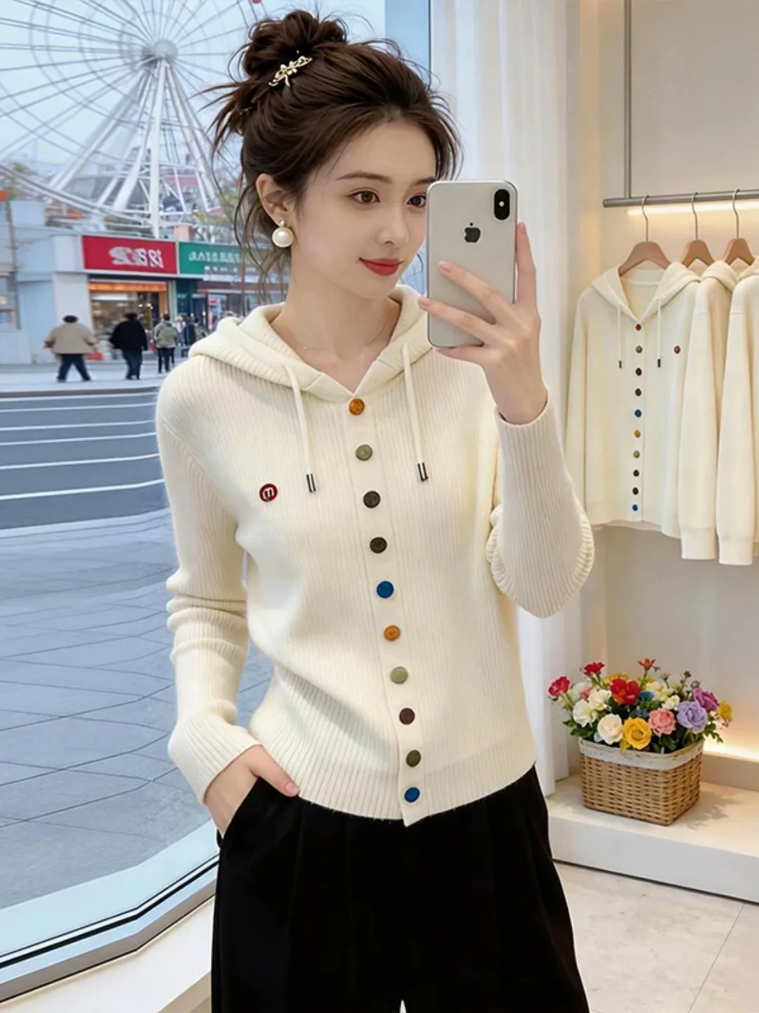 Large Size Fashionable Knitted Hooded Cardigan Women's Spring Autumn Design Sensation New Style Long Sleeve Top Trendy