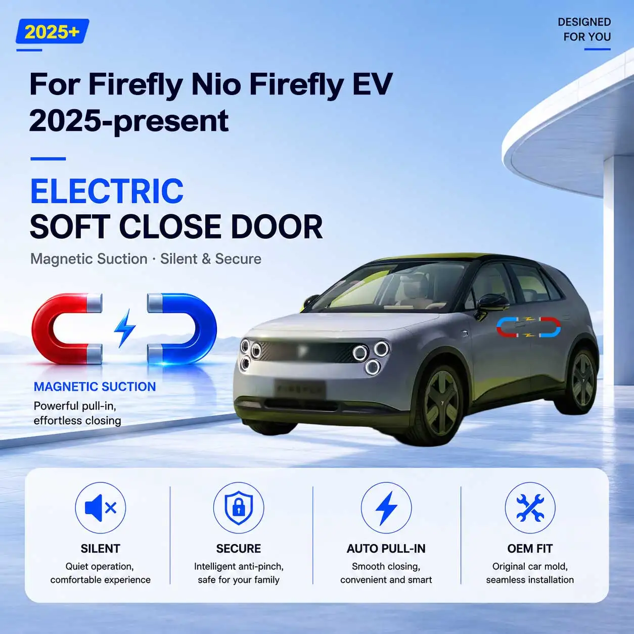 

For Firefly Nio Firefly EV 2025-present Electric Soft Close Door Auto Pull-In Suction Lock Intelligent Silent Closer Kit