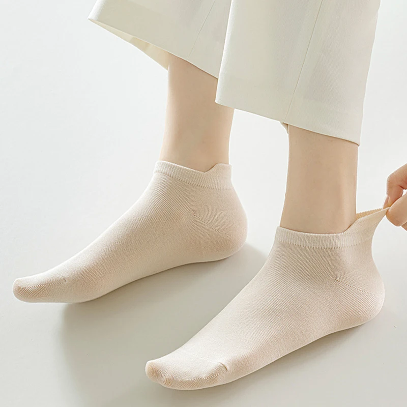 20pieces=10 Pairs Women Socks Summer High Quality Comfy Casual Ankle Sock Simple Solid Color Low Cut Cotton Short Elastic Sox