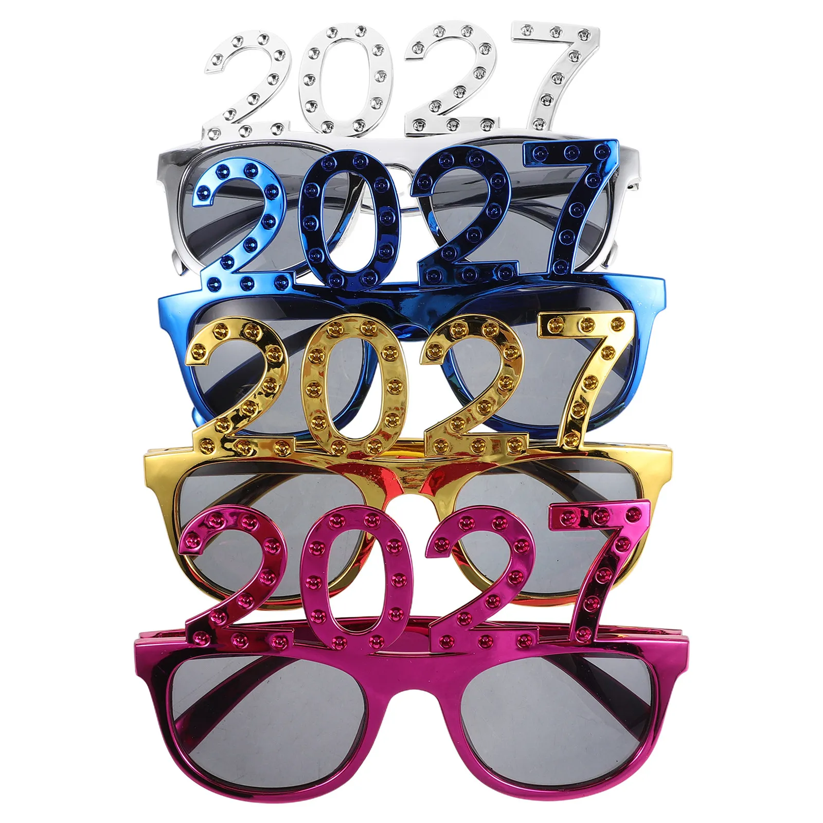 4Pcs Party Decoration Glasses 2027 Number Shaped New Years Eve Photo Booth Props Graduation Costume Novelty Eyewear