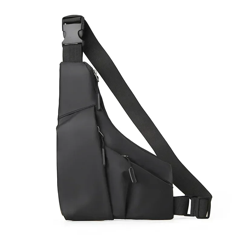 Bolsa de peito anti-roubo masculina, bolsa triangular de filme de couro para lazer, carteira de cartão crossbody, esportes, ciclismo, equitação, estilingue