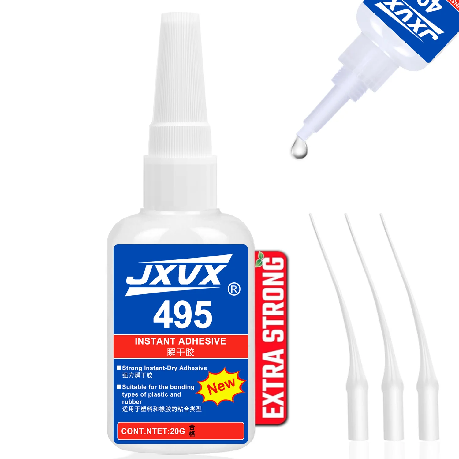 495 Super Glue instant cyanoacrylate glue, waterproof, suitable for the manufacture and repair of metals and plastics using man.