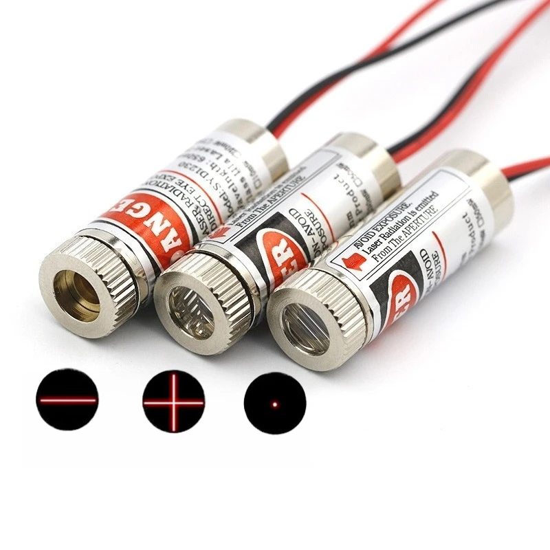 650nm 5mW Laser Module Head Red Point / Line / Cross  Laser Head Glass Lens Focus Adjustable Laser Diode Head Industrial Class