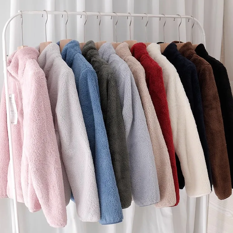 Outerwear Jacket Women Plush Stand Collar Autumn Winter Simple Wind 2026 Winter New Warm Sweet Jacket Women Coats