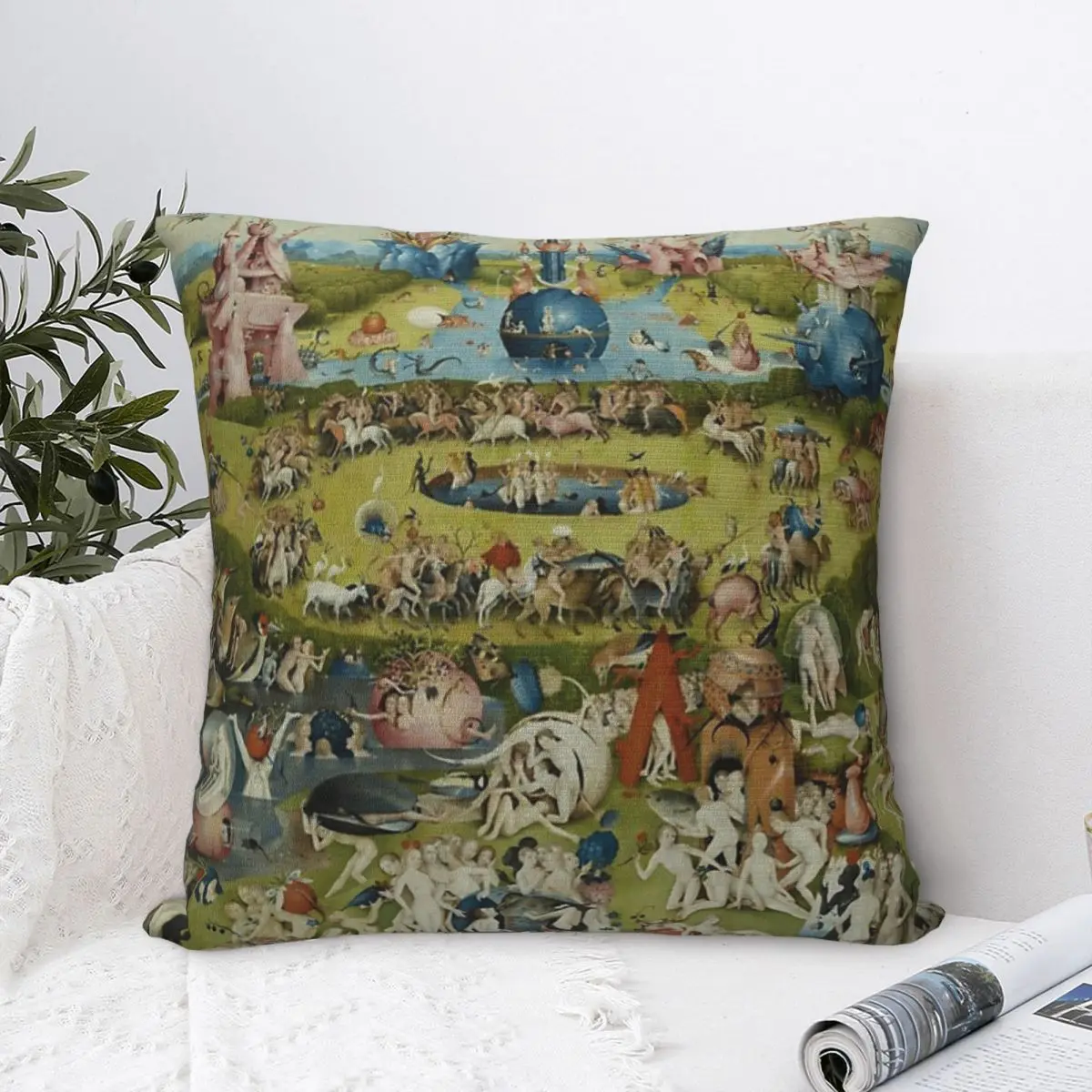 

BOSCH, Hieronymus - Triptych Of Garden Of Earthly Delights Square Pillowcase Pillow Cover Comfort Throw Pillow For Home Car