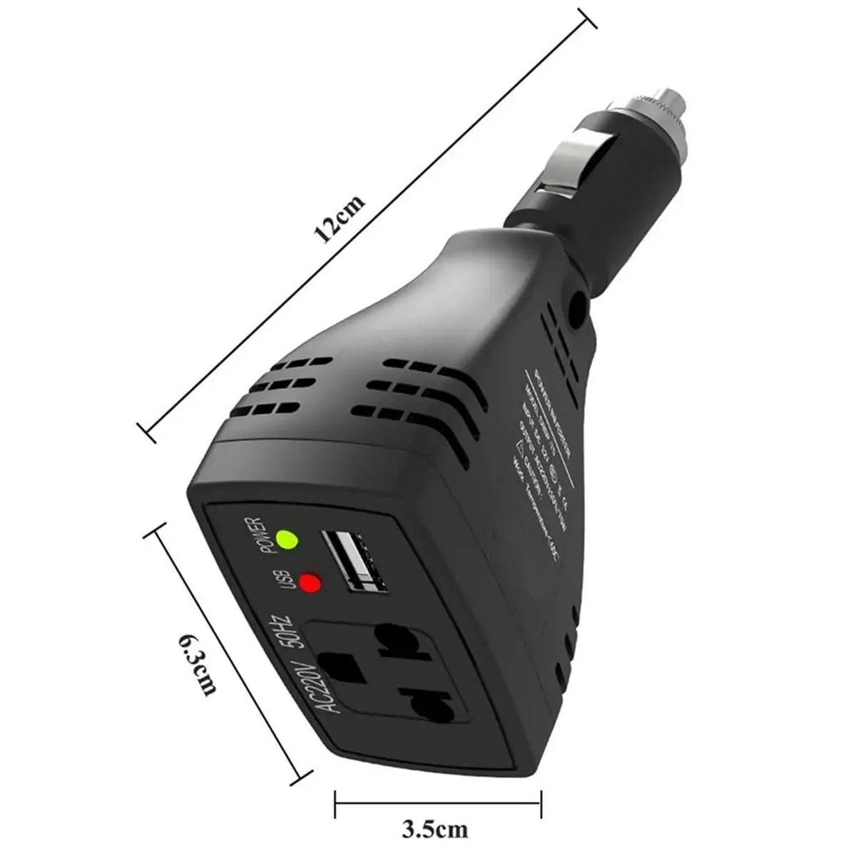 Y69A Car Power Inverter,75W DC12V to AC 220V Auto Converter USB Charger Adapterfor Adapter Converter Charger