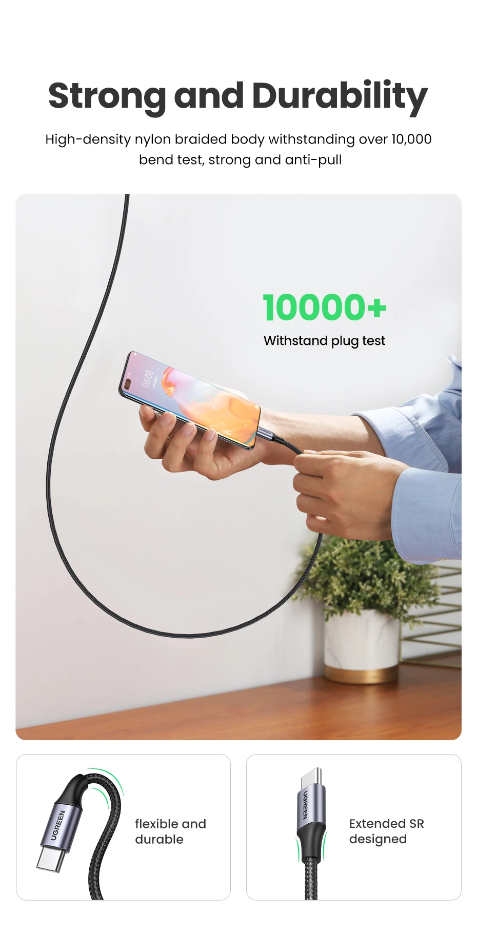 UGREEN PD100W USB Type C To USB C Cable for iPhone Duo 18Pro 17 Samsung S26 25 iPad Laptop Fast Charger Cord 5A E-Marker Chip