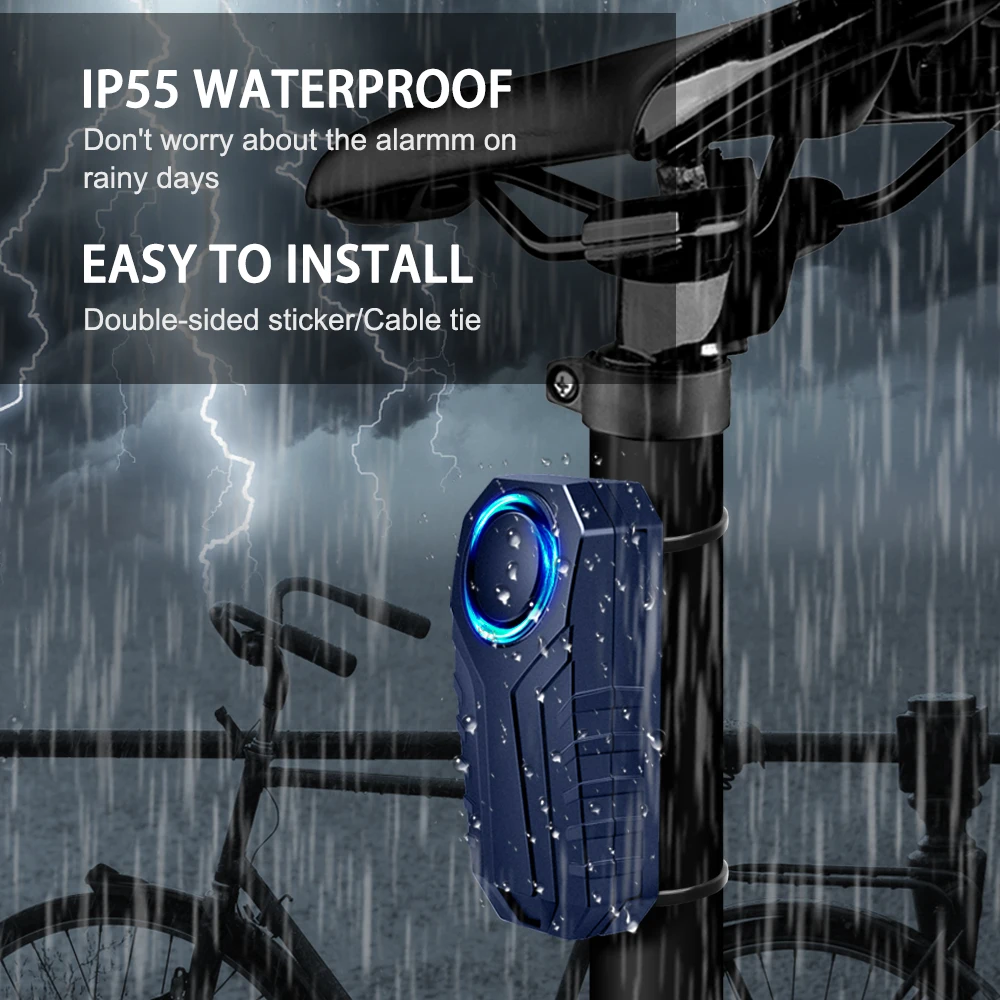 Elecpow Bicycle Alarm Wireless Remote Control Electric Scooter Bike Anti theft Alarm 113dB Waterproof Motorcycle Alarm System