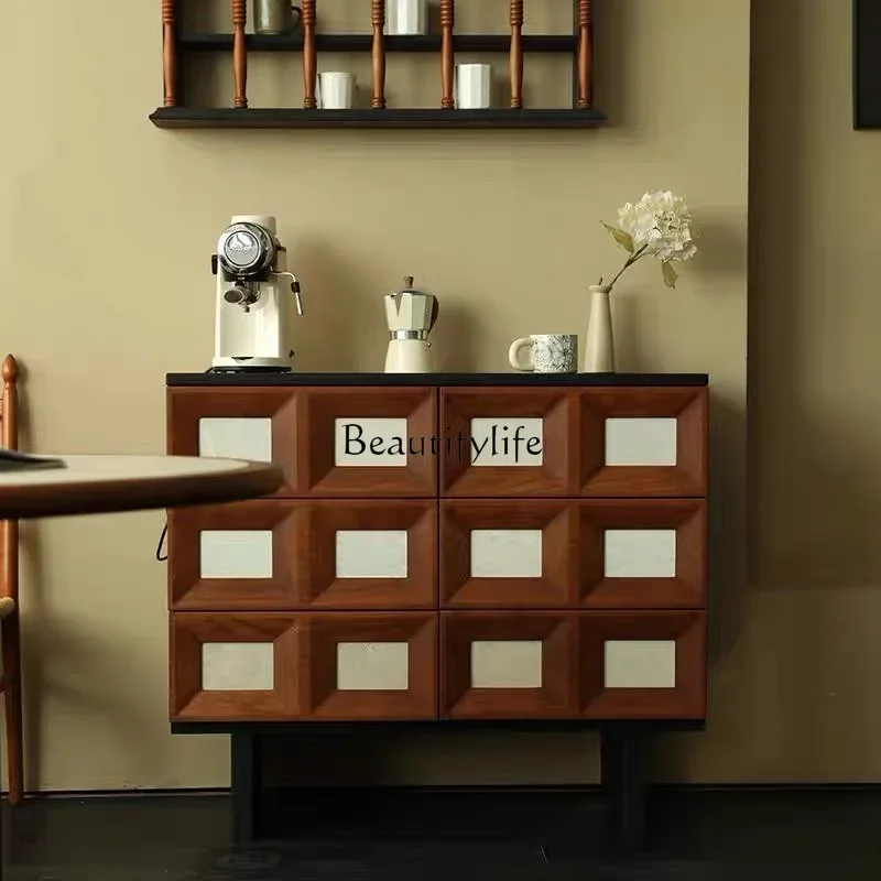 

ls 42Medieval simple solid wood six-chest cabinet French retro drawer storage living room Nanyang style chest