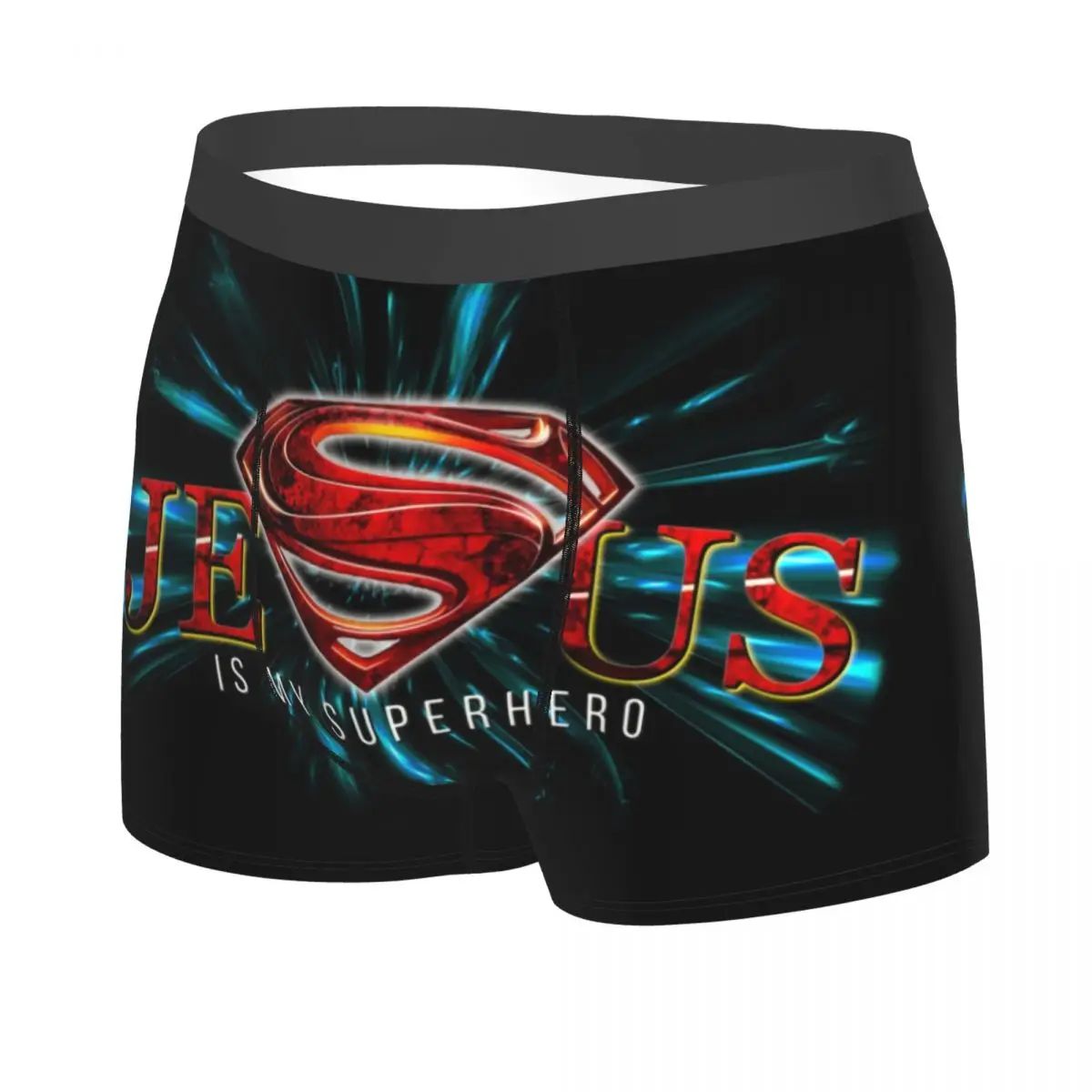 Jesus Is My Superhero Boxer Shorts Panties Male Underpants Comfortable Religion Christian Jesus God Briefs Underwear