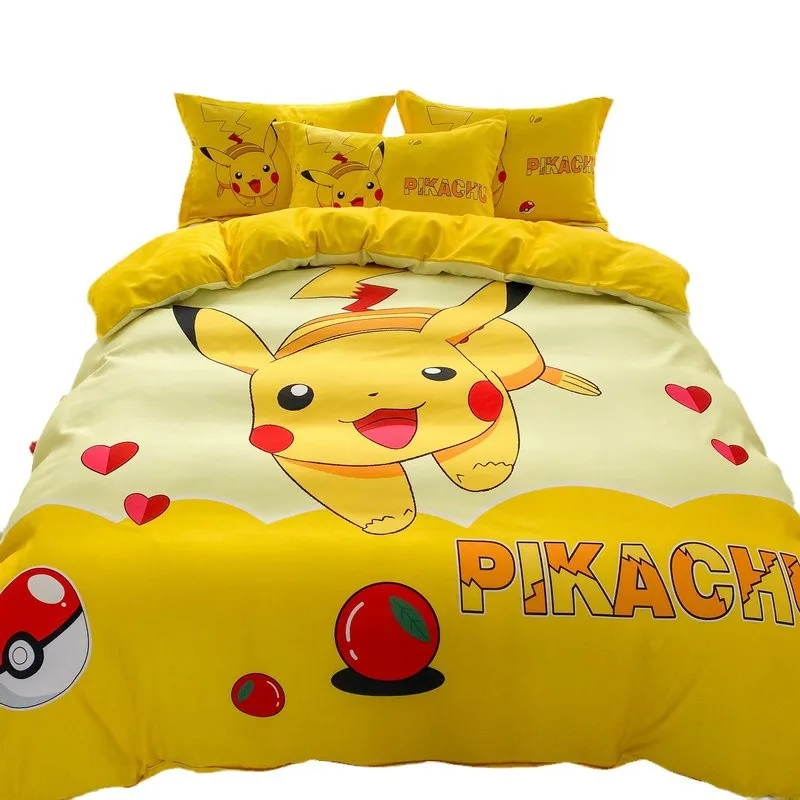 

2025 New Cute Pikachu Bedding Set,Anime P-Pokemon Quilt Duvet Pillowcase Children Duvet Cover Girls Boys Holiday Gifts