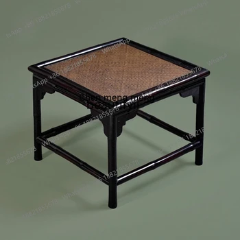 Ming Style Small Square Table Handmade Bamboo Furniture Red Bamboo Backrest Chair Tea Table Antique Small Square Table
