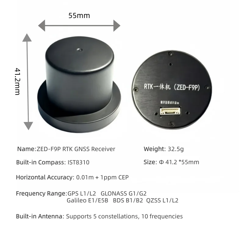 ZED-F9P RTK GNSS Receiver High Precision GPS Module with Integrated Antenna & IST8310 Compass for UAV Robotics Survey vs UM980