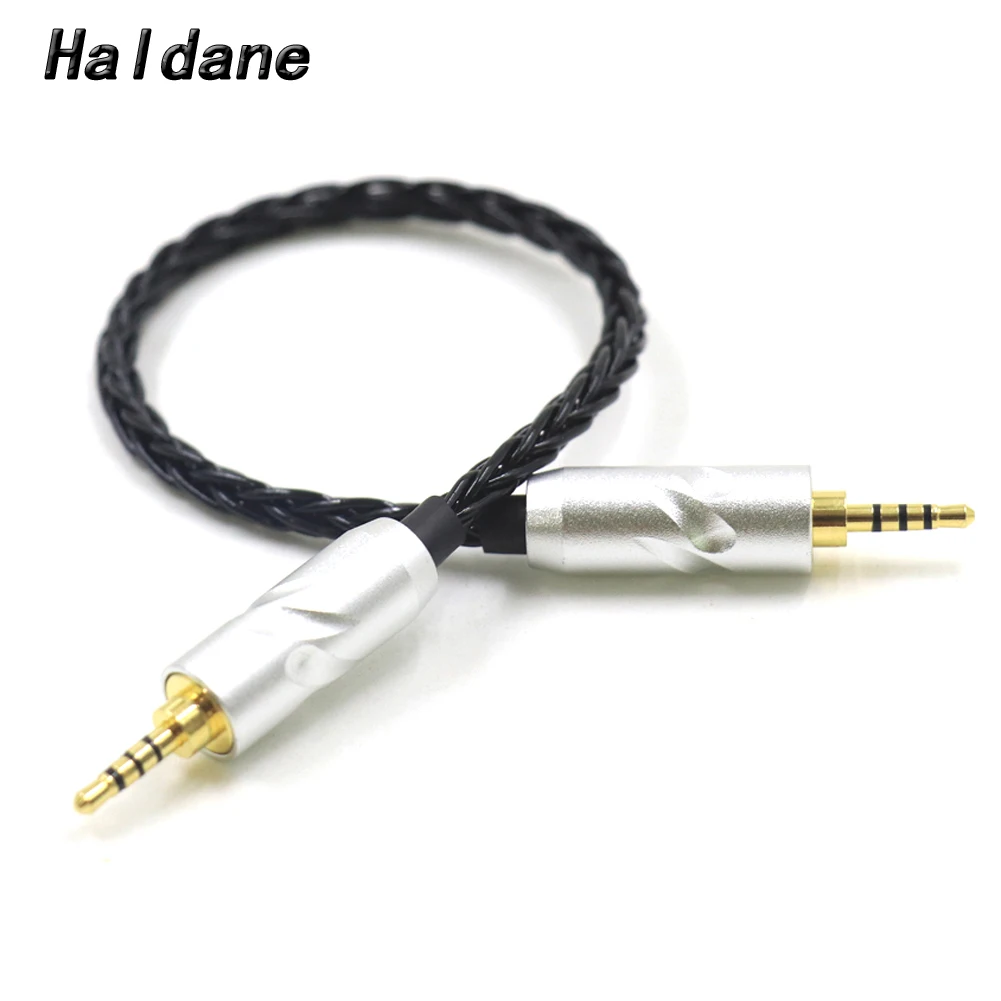 Haldane Single Crystal Silver 2.5mm TRRS Balanced Male to Male Audio Adapter Cable 2.5 Balance Cable Connector DIY