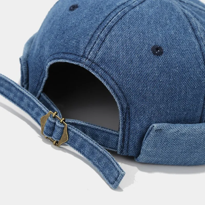 Vintage Letter Embroidery Denim Landlord Hat Men Women Dome Melon Skin Cap Japanese Adjustable Docker Hats Street Hip Hop Beanie
