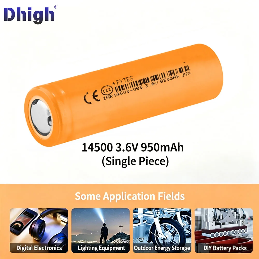 Dhigh Flat Top Li-ion Rechargeable Battery INR14500 3.6V 950mAh 2C Discharge Real Capacity For Flashlight Toys Wireless Keyboard