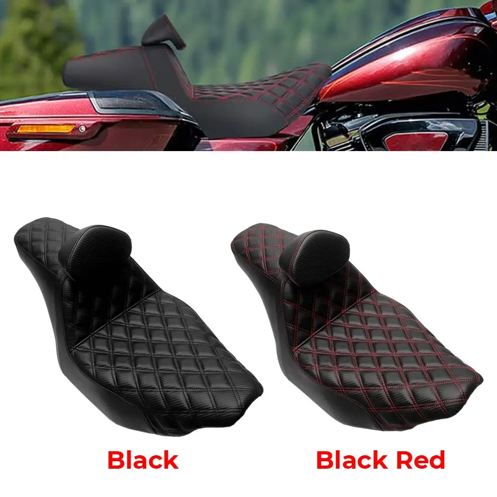 Motorcycle 2-Up Driver Passenger Seat With Backrest Cushions Leather For Harley Touring Street Road Glide CVO/SE FLHXSE 2023 -26
