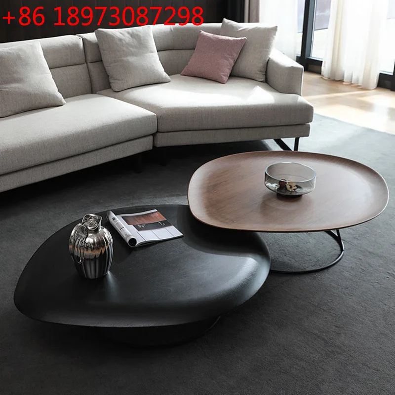 

Nordic minimalist walnut coffee table modern minimalist living room Internet celebrity wrought iron tea table