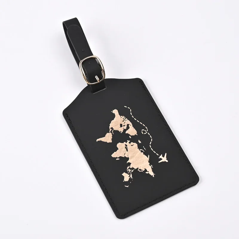 2024 New PU Leather Map Pattern Travel Luggage Tag Pass Boarding Pass Tags Suitcase Label Travel Tags Travel Accessories